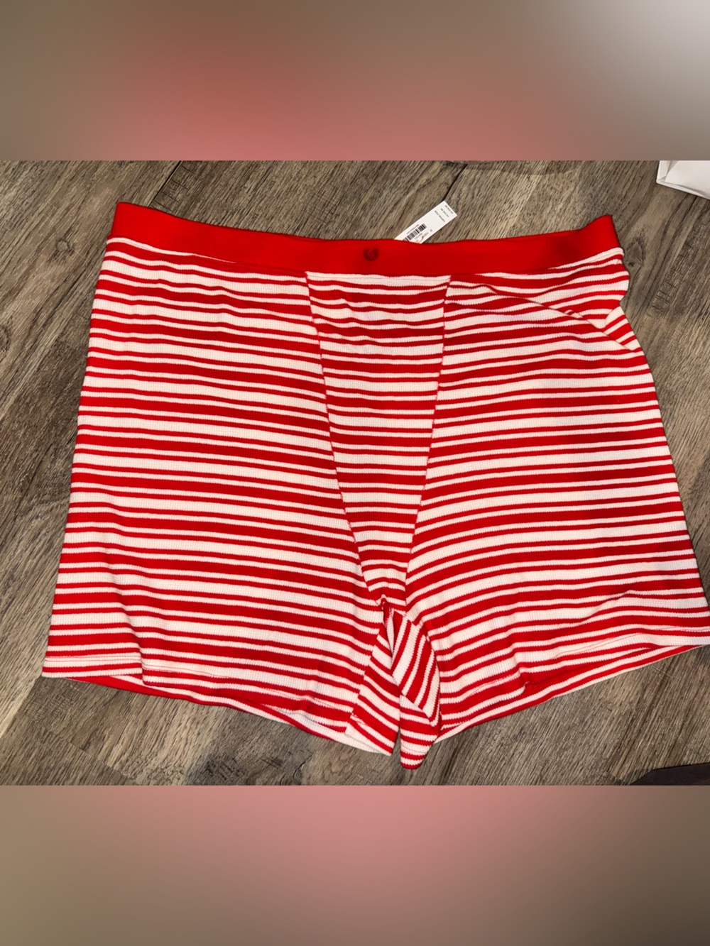 NWT Victoria’s Secret PINK Red & White HolidayThermal Style Sleep Shorts XXL